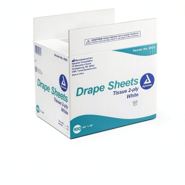 Dynarex Drape Sheets 40x48 White 2-Ply Tissue 100 Pack Exam Drapes-6